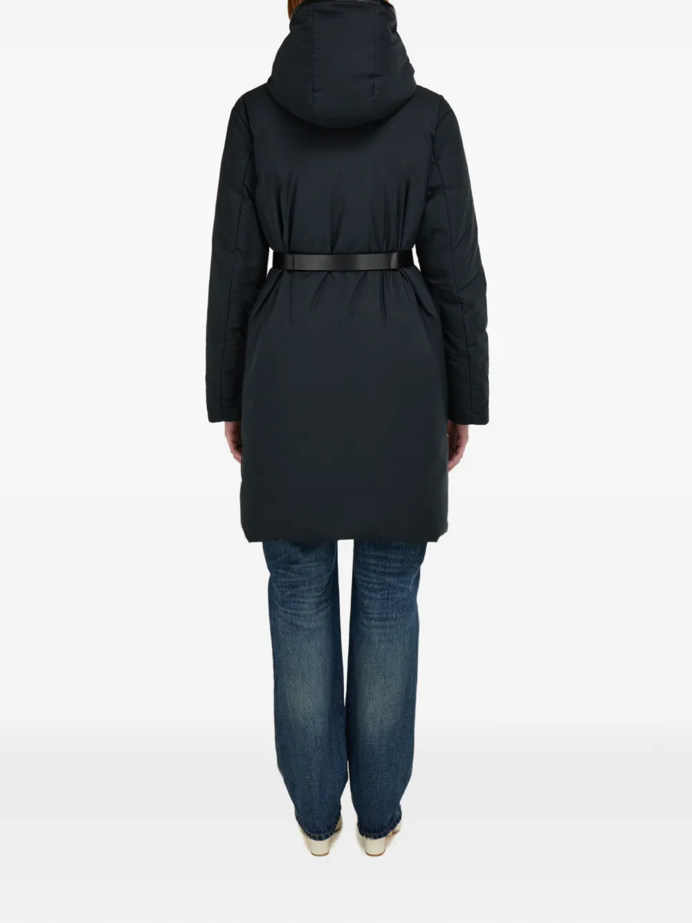  Ferragamo Hooded Belted Parka - Black 
