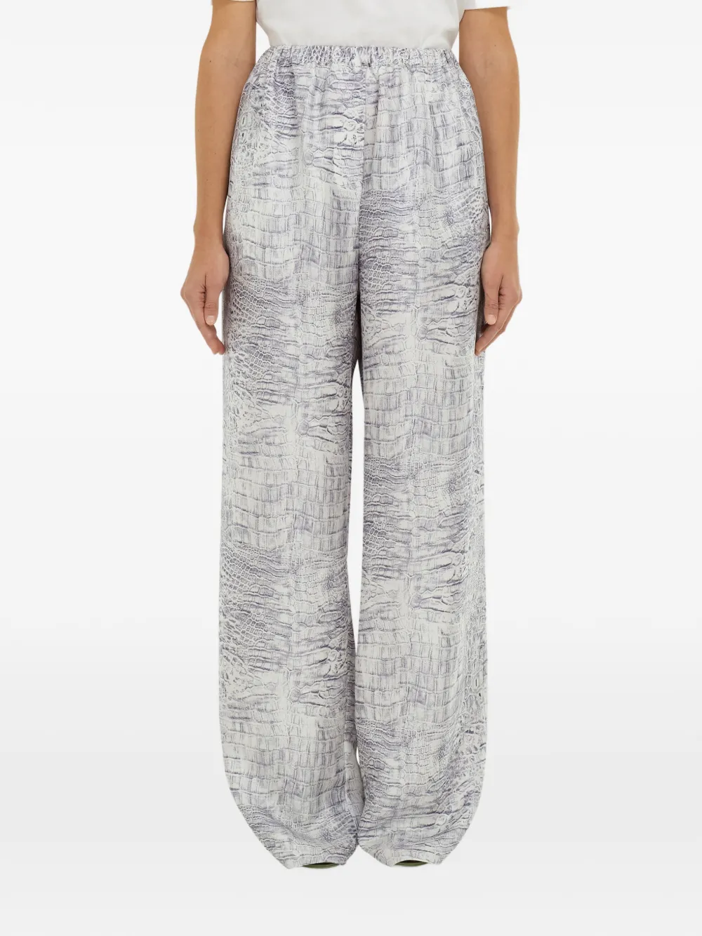 Ferragamo Broek met elastische tailleband en dierenprint Grijs