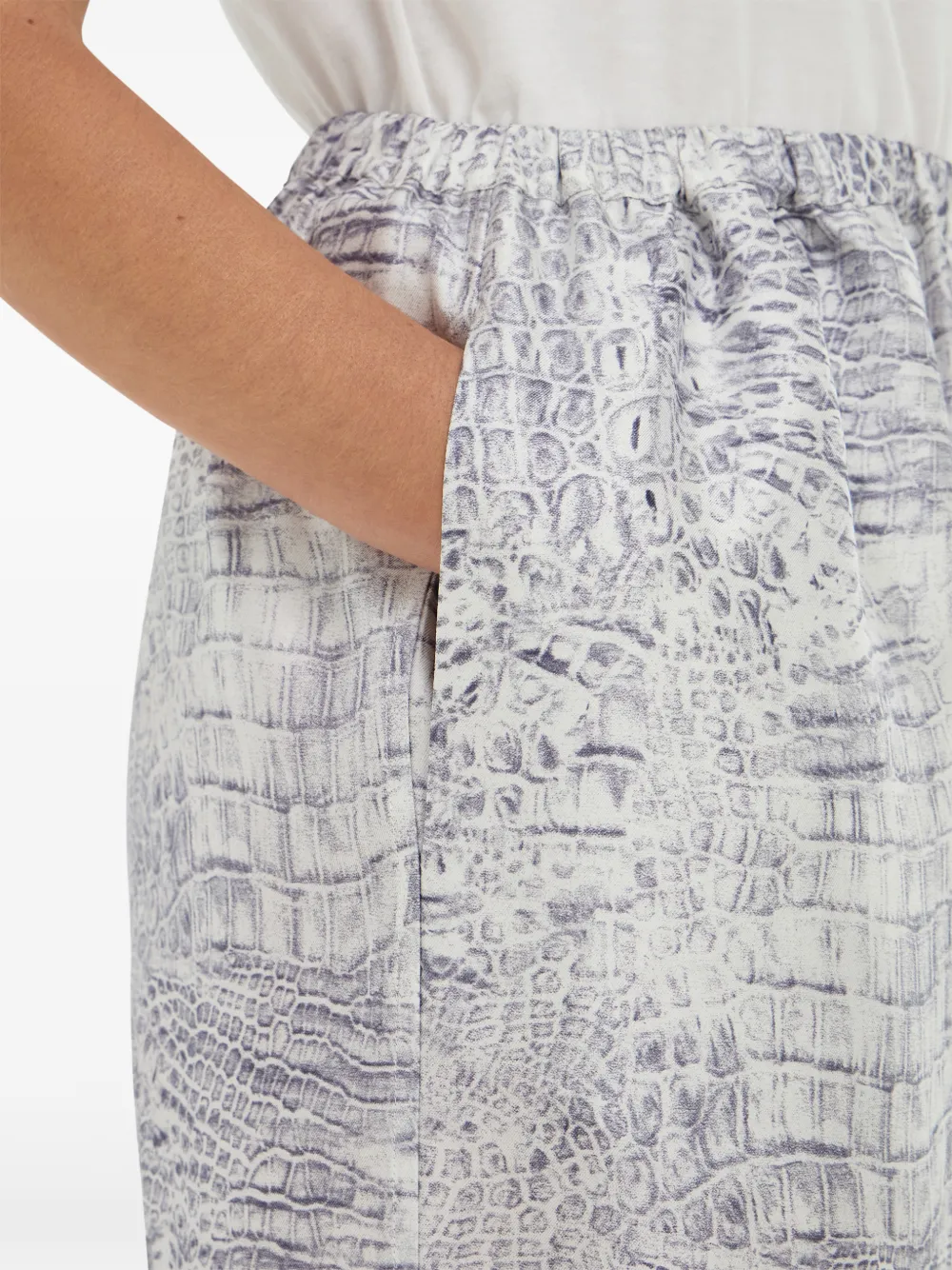 Ferragamo Broek met elastische tailleband en dierenprint Grijs