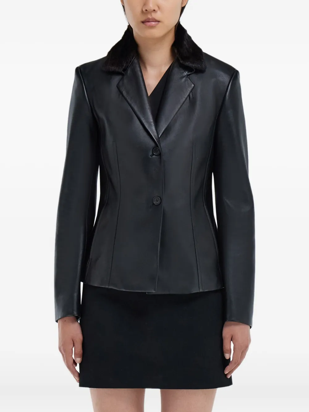 Ferragamo Blazer met lammy kraag Zwart