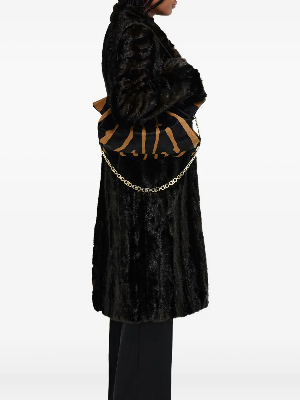 Ferragamo Gancini schoudertas met dierenprint en speld - Zwart