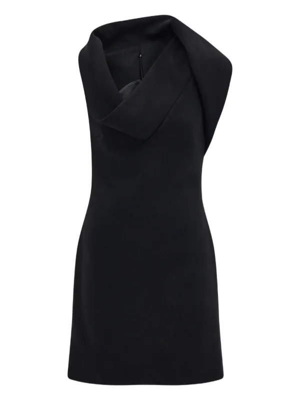 black asymmetric mini dress Hyacinth House Black Asymmetrical Angelique Mini Dress Black / XS