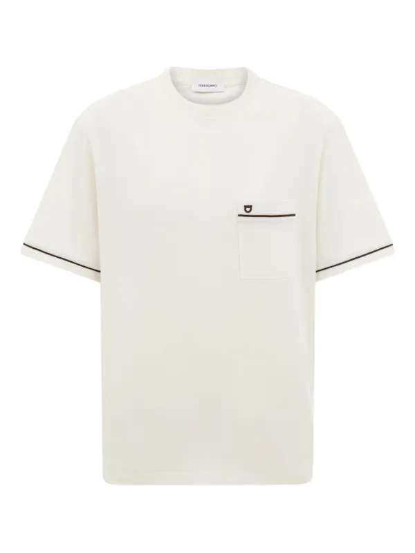 Ferragamo contrasting-trim T-shirt | White | FARFETCH BH