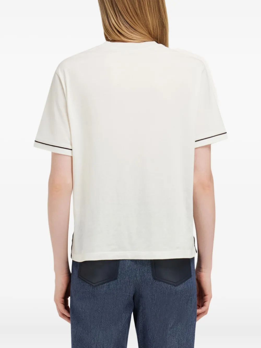 Ferragamo Gancini Crew Neck T Shirt Pocket Trim In White