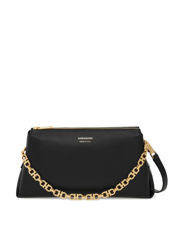 Ferragamo Gancini Chain Mini Bag in Black