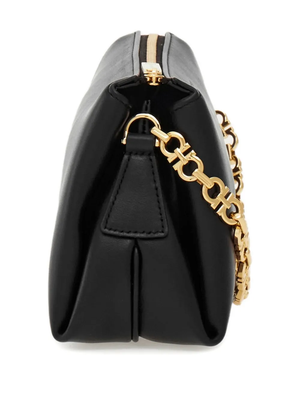Ferragamo Embossed Logo Chain Strap Mini Bag In Black