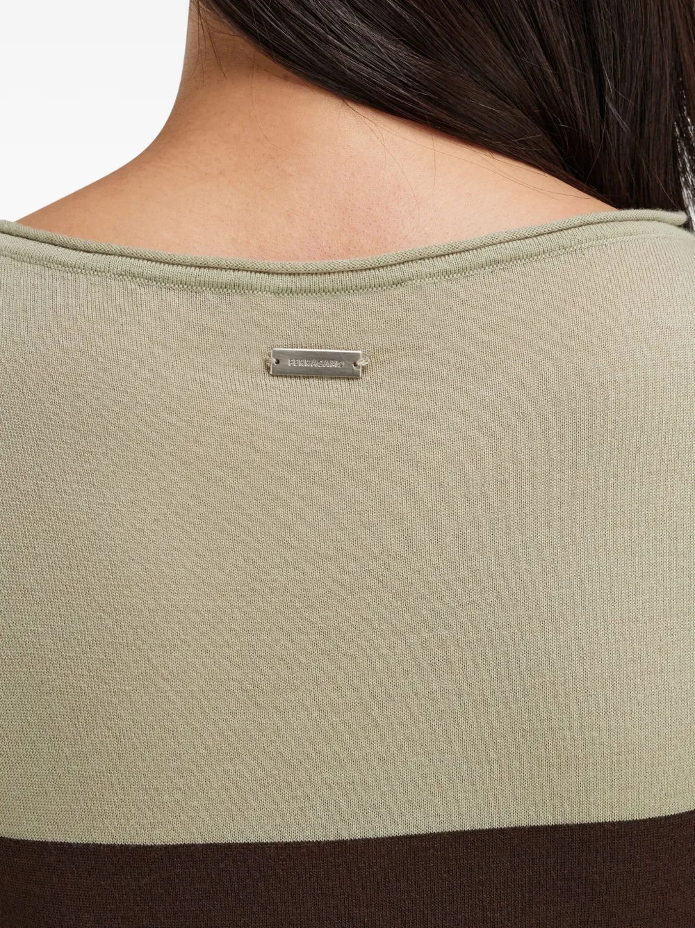 Ferragamo Top met colourblocking en metalen label Rood