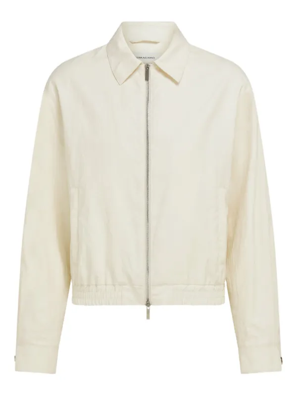 Ferragamo Linen Blouson in Neutrals