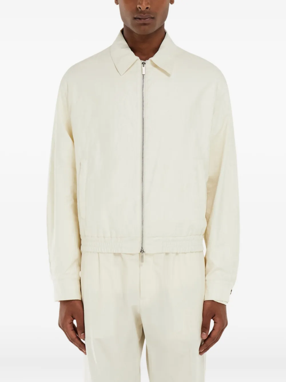 Ferragamo Linnen shirtjack met rits en kraag Beige
