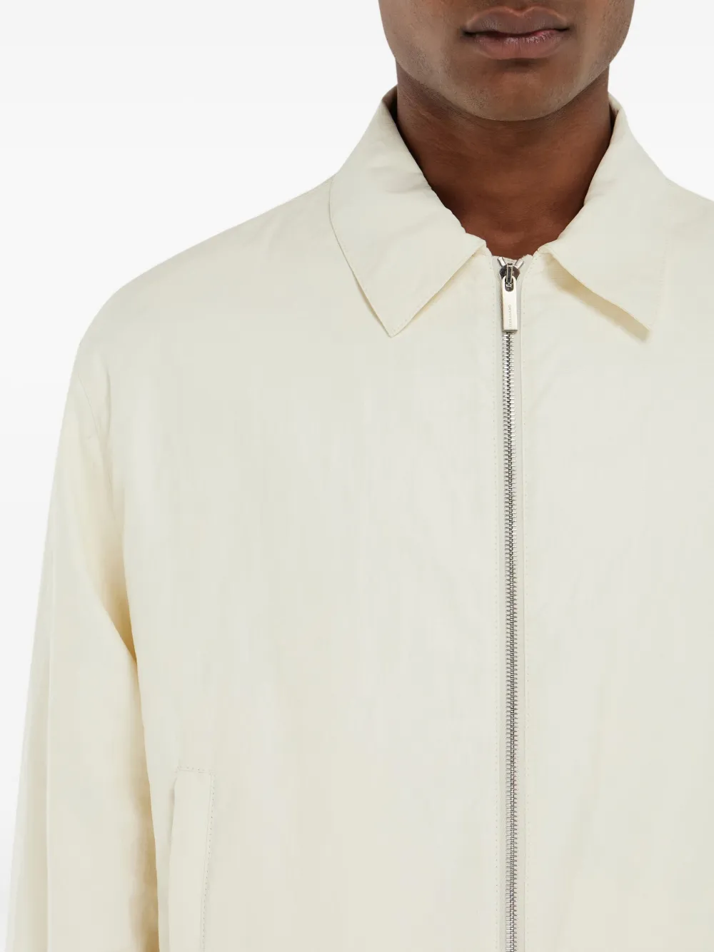 Ferragamo Linnen shirtjack met rits en kraag Beige