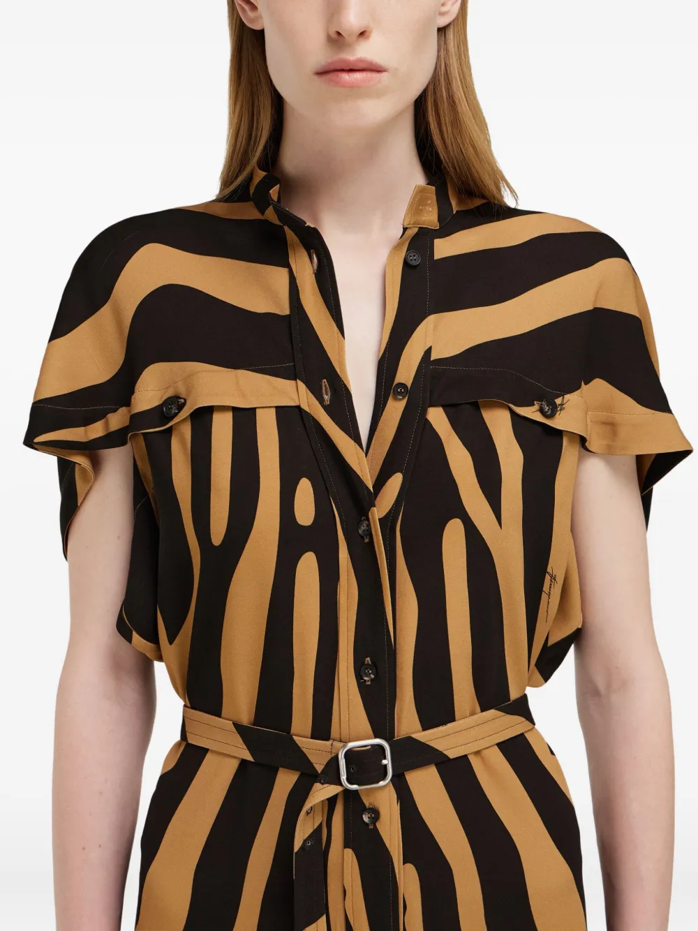 Ferragamo Twill mini-jurk met ceintuur Bruin