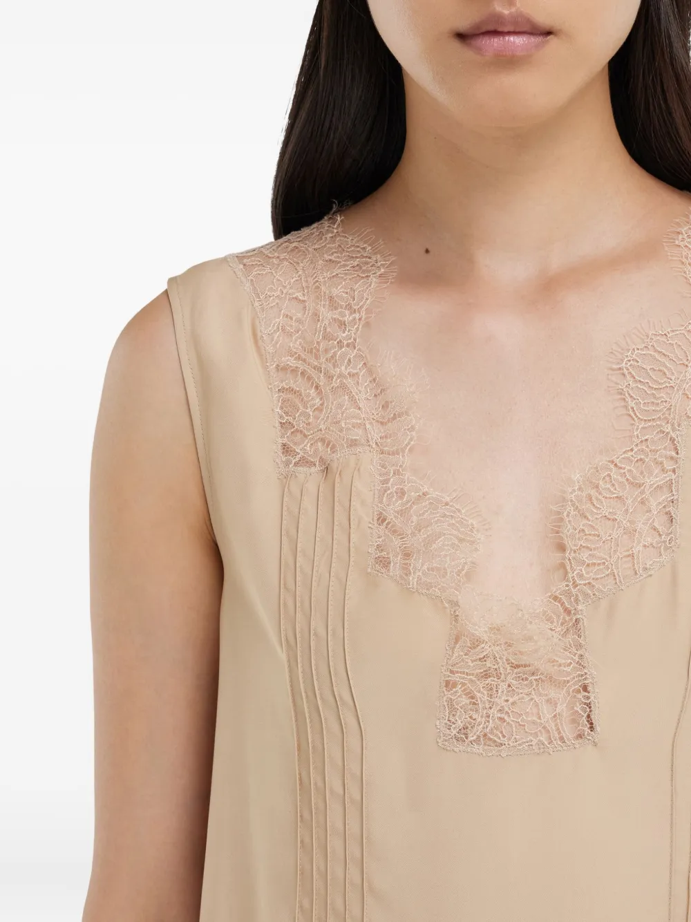 Ferragamo Mini-jurk met kanten vlakken Beige