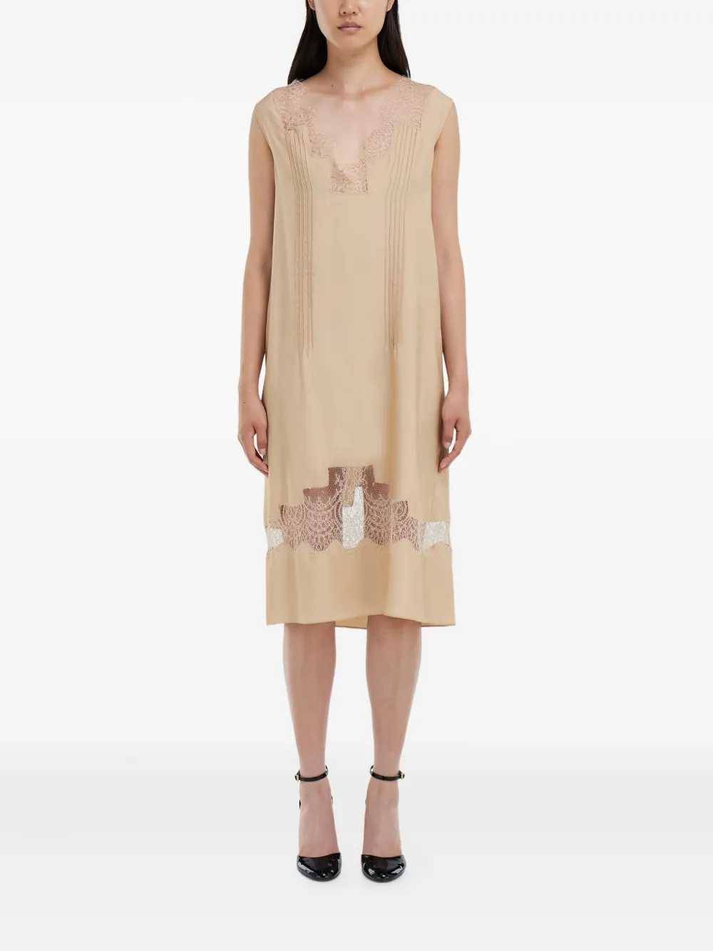 Ferragamo lace-inserts mini dress | Neutrals | Image 1