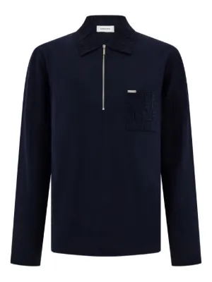 Prada long-sleeve Wool Polo Shirt | Blue | FARFETCH