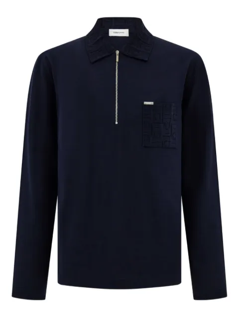Ferragamo zip long-sleeved polo shirt