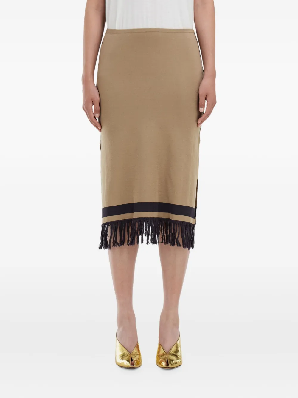 fringed colour-block mini skirt