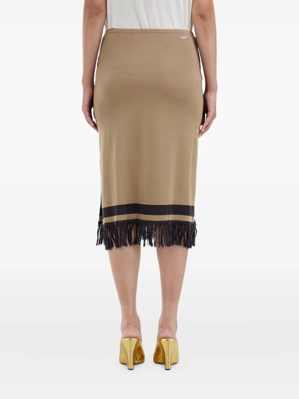 fringed colour-block mini skirt