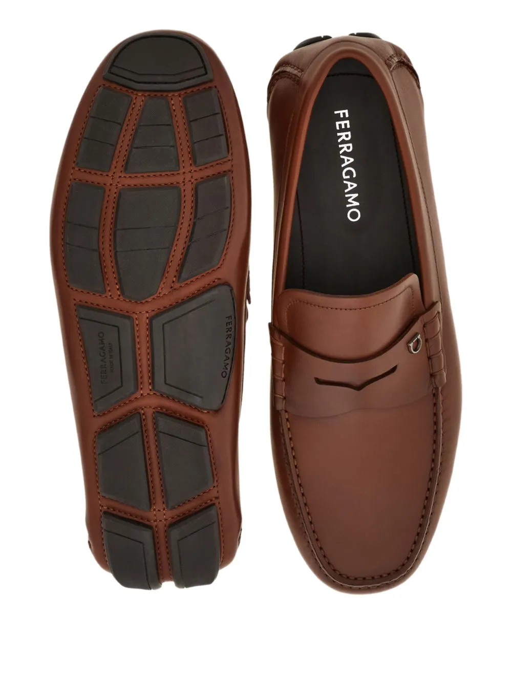 Ferragamo Loafers met Gancini-gesp Bruin