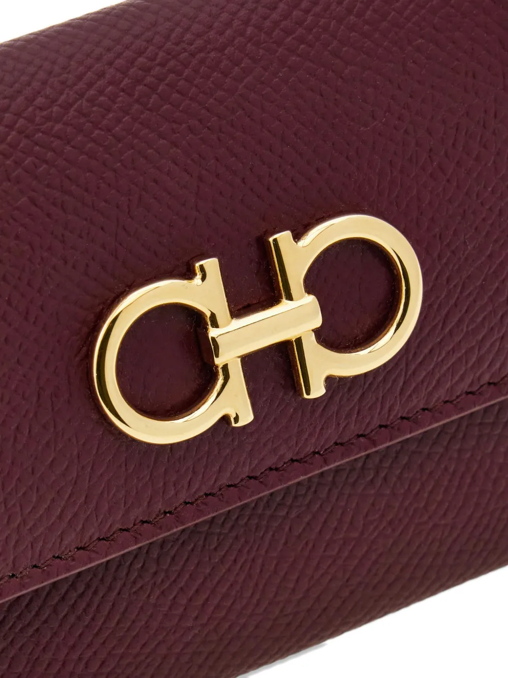 Ferragamo Gancini Flap Credit Card Holder In Red