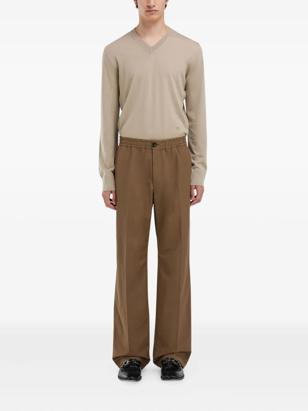 Ferragamo Broek met elastische tailleband en trekkoord - Bruin