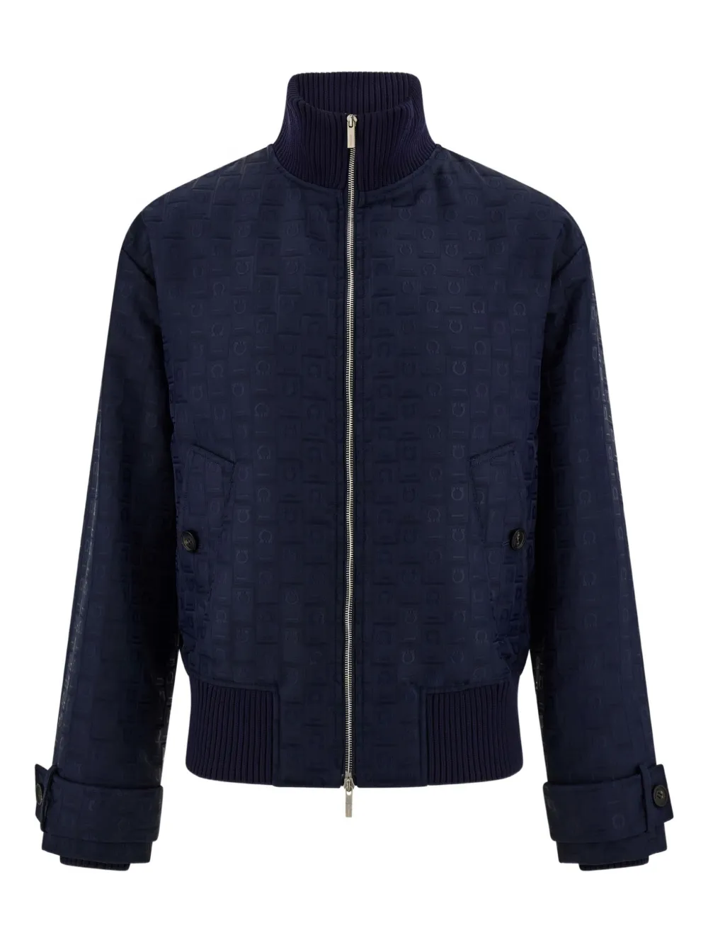 Ferragamo monogram ribbed blouson - Blue