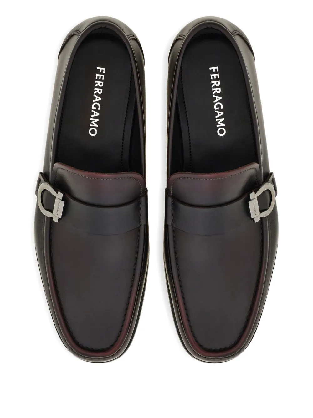 Ferragamo Gancini-buckle Loafers In Brown