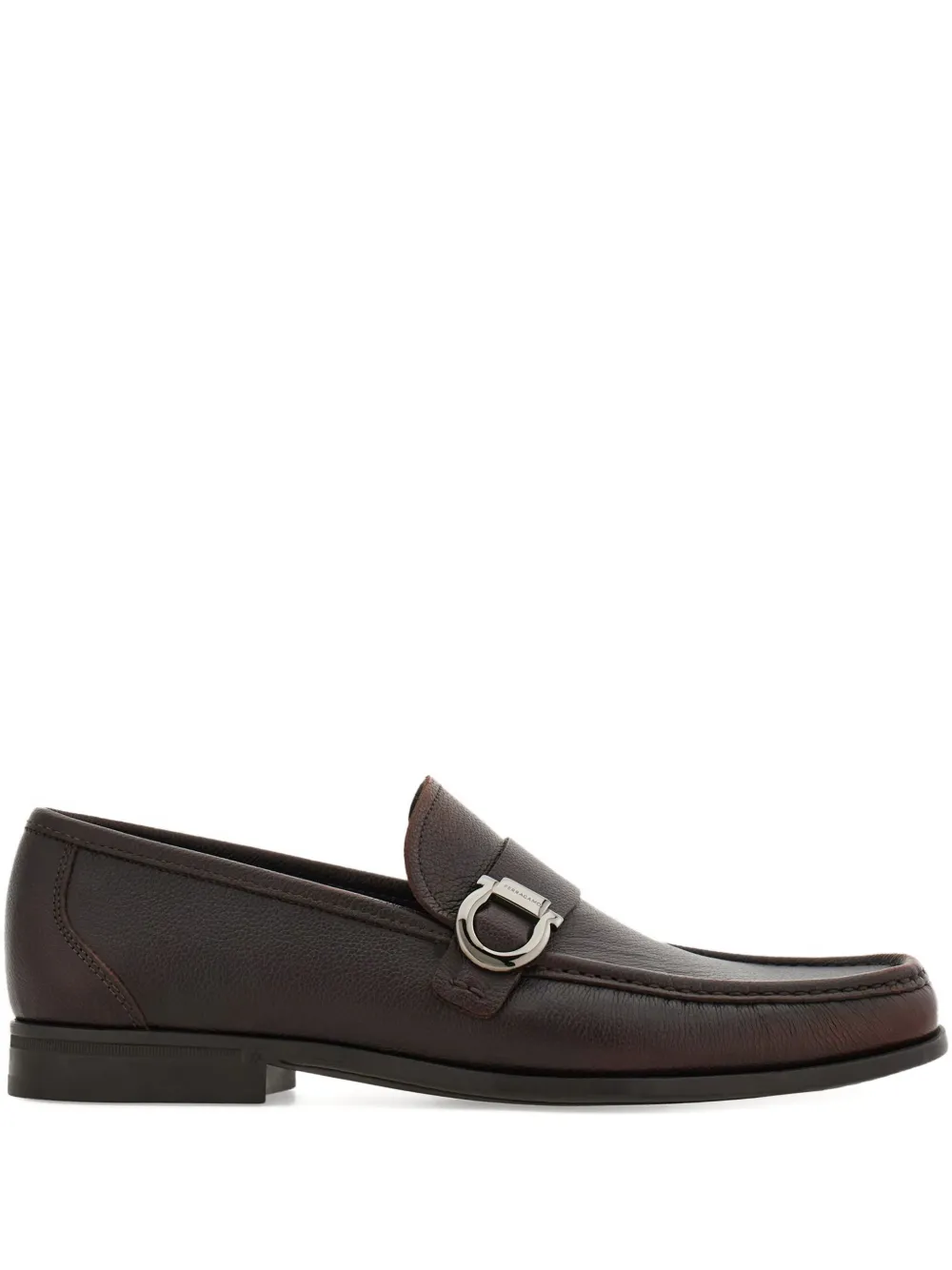 Ferragamo Gancini-buckle Loafers In Brown