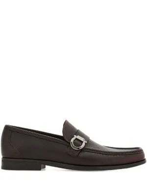 Ferragamo Gancini-plaque Leather Driver Shoes | Blue | FARFETCH ZA