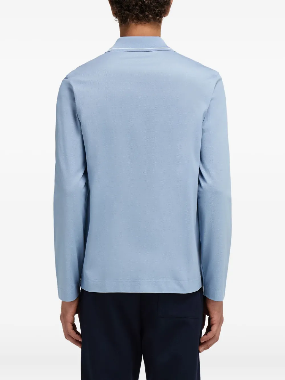 Ferragamo Poloshirt met lange mouwen en zak Blauw