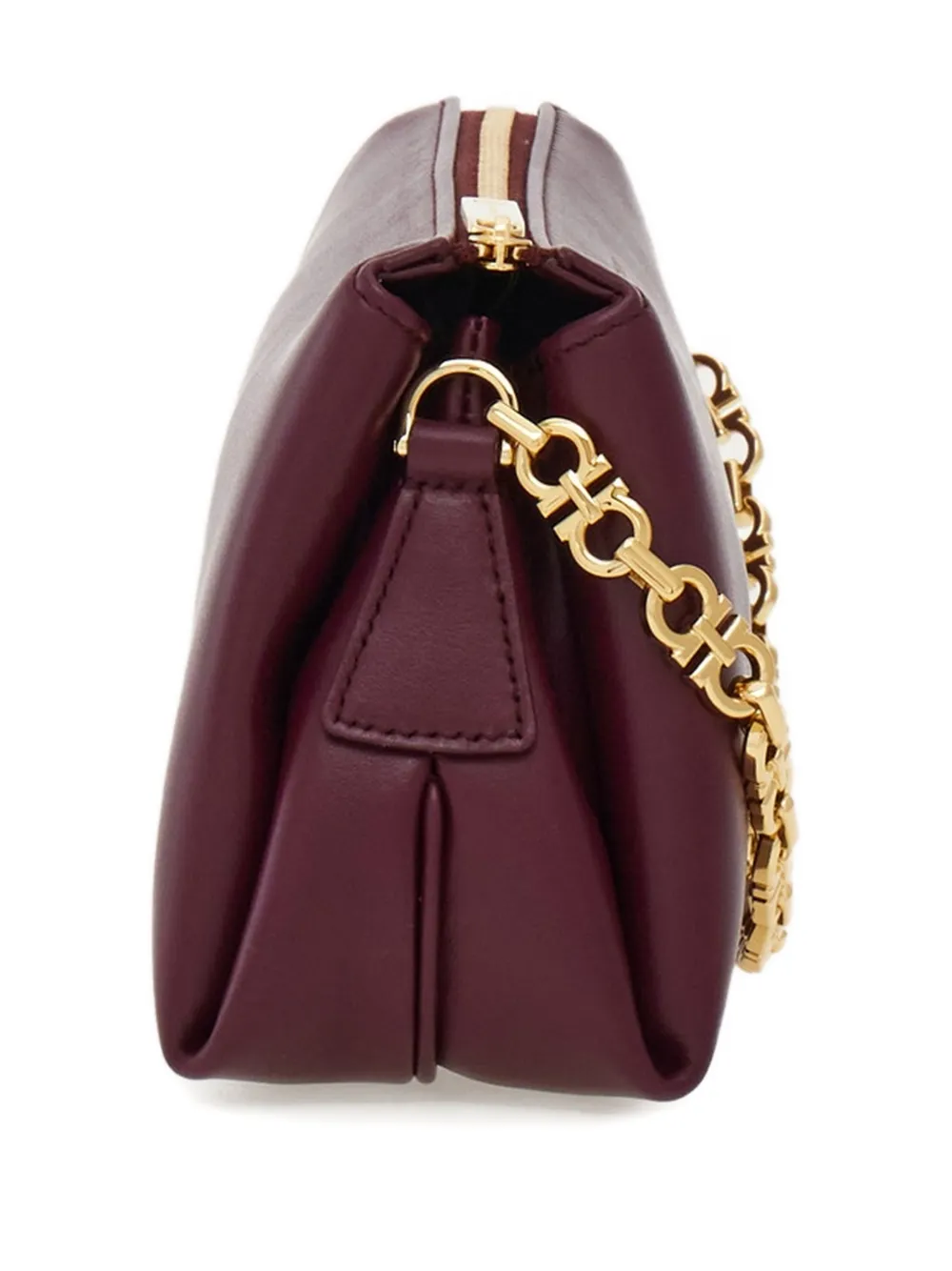 Ferragamo Embossed Logo Chain Mini Bag In Purple