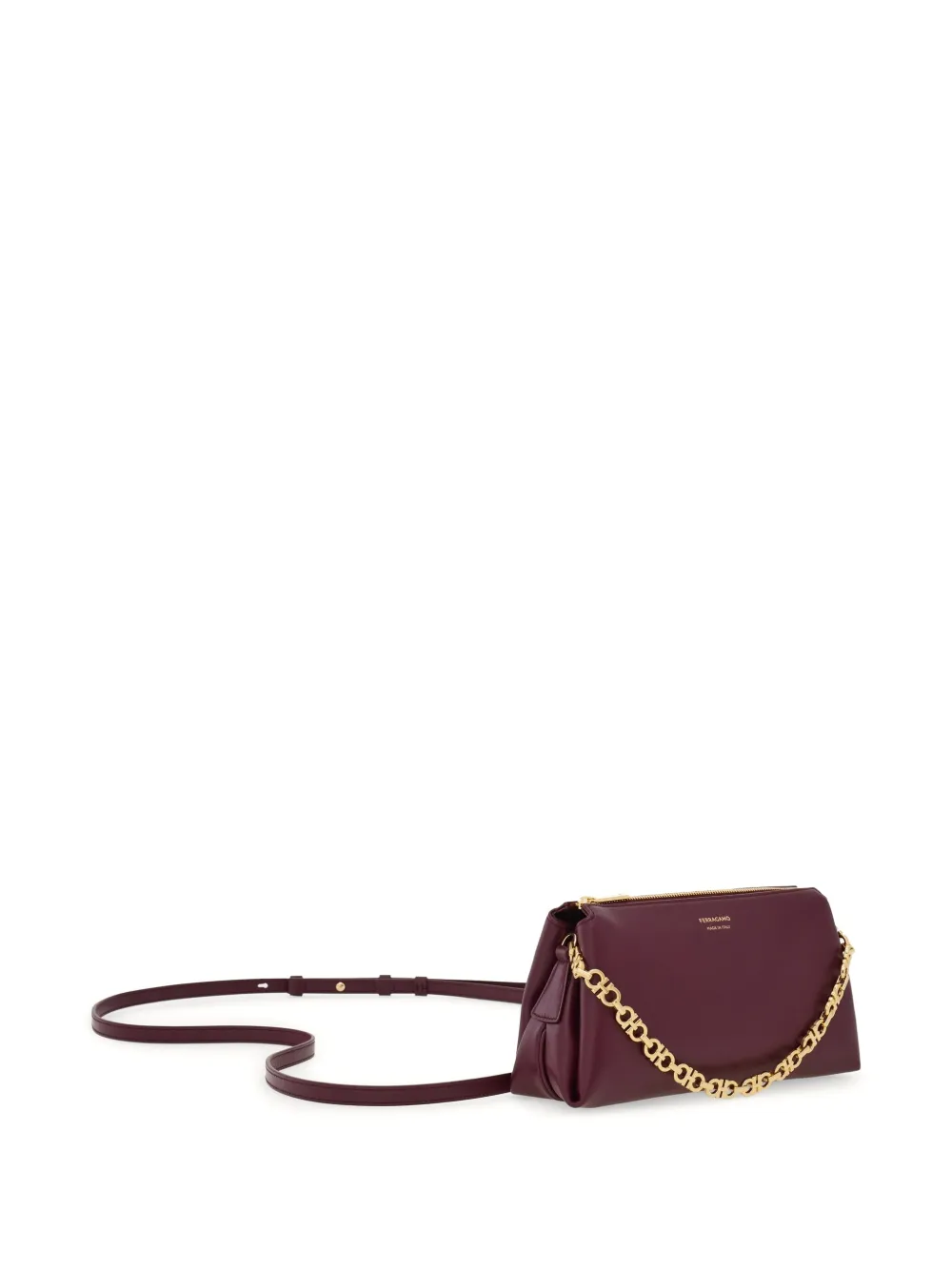 Ferragamo Mini-tas met logo-reliëf en ketting Rood