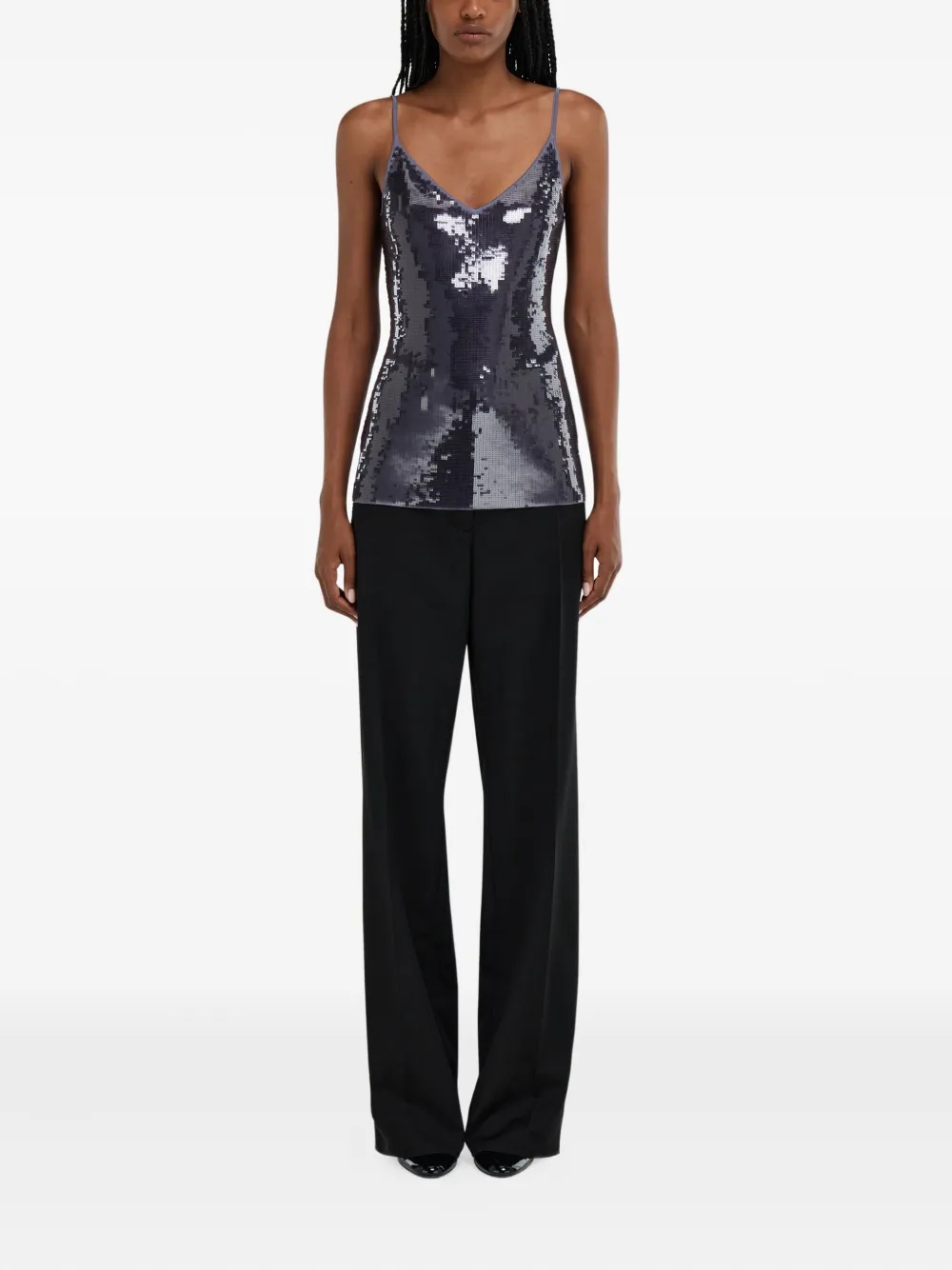  Ferragamo Sequin-embellished Tank Top - Grey 