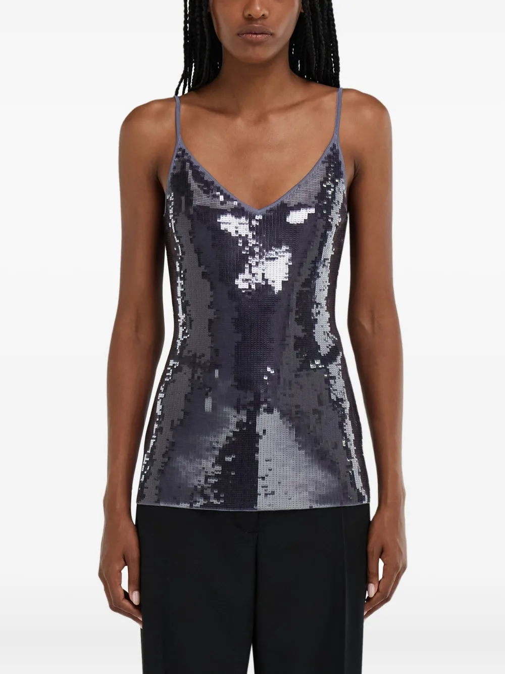  Ferragamo Sequin-embellished Tank Top - Grey 