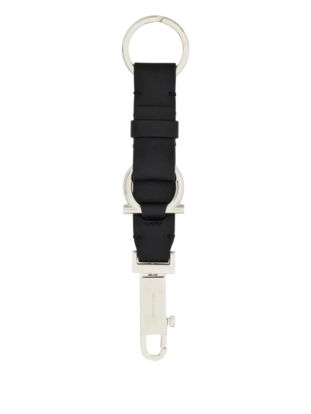 Ferragamo gancini leather strap keyring | Black | Image 1