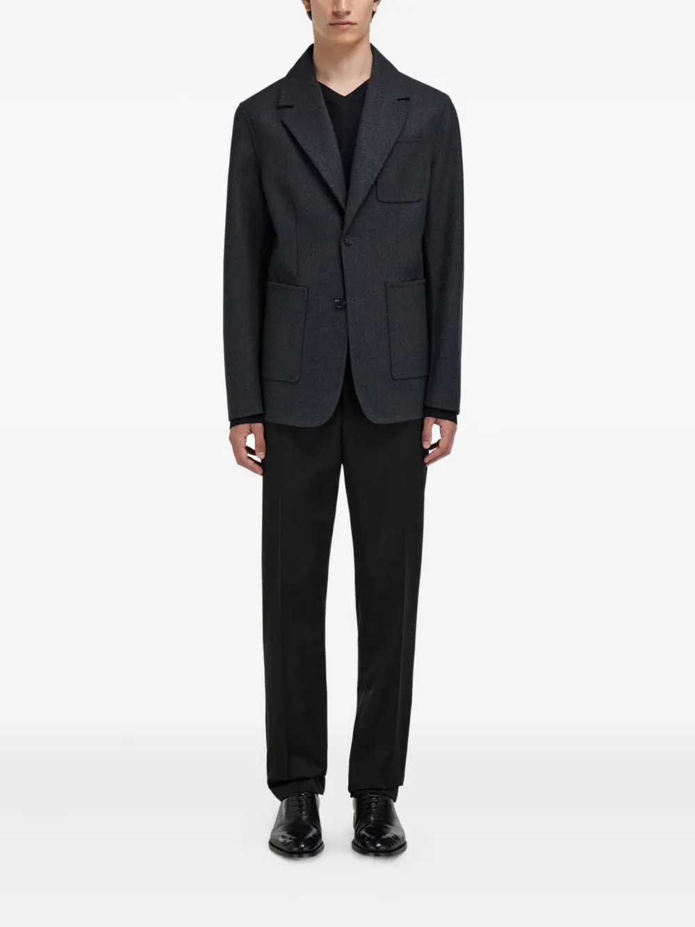 Ferragamo Applied Pockets Single-breasted Blazer In Gray