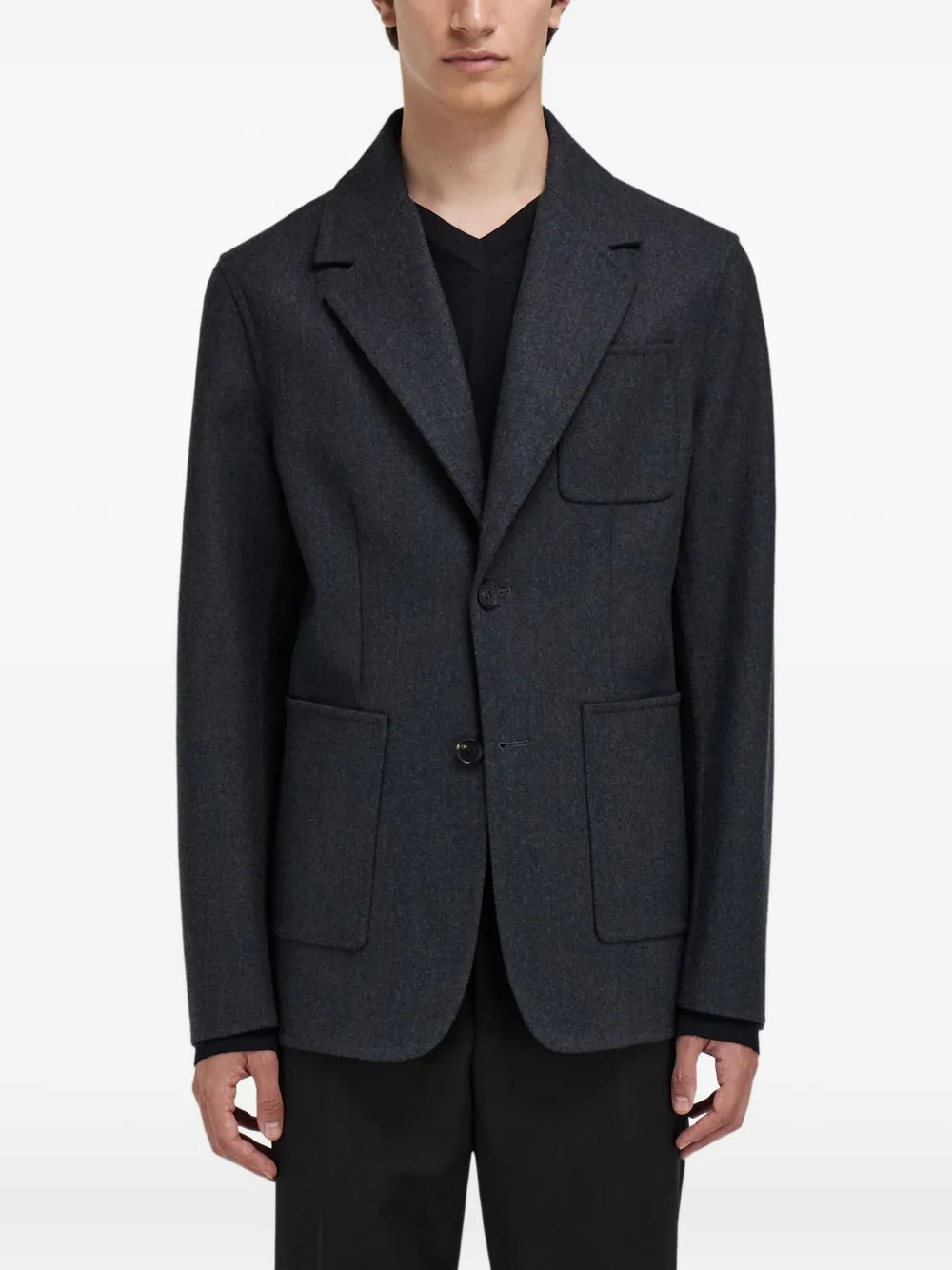 Ferragamo Applied Pockets Single-breasted Blazer In Gray