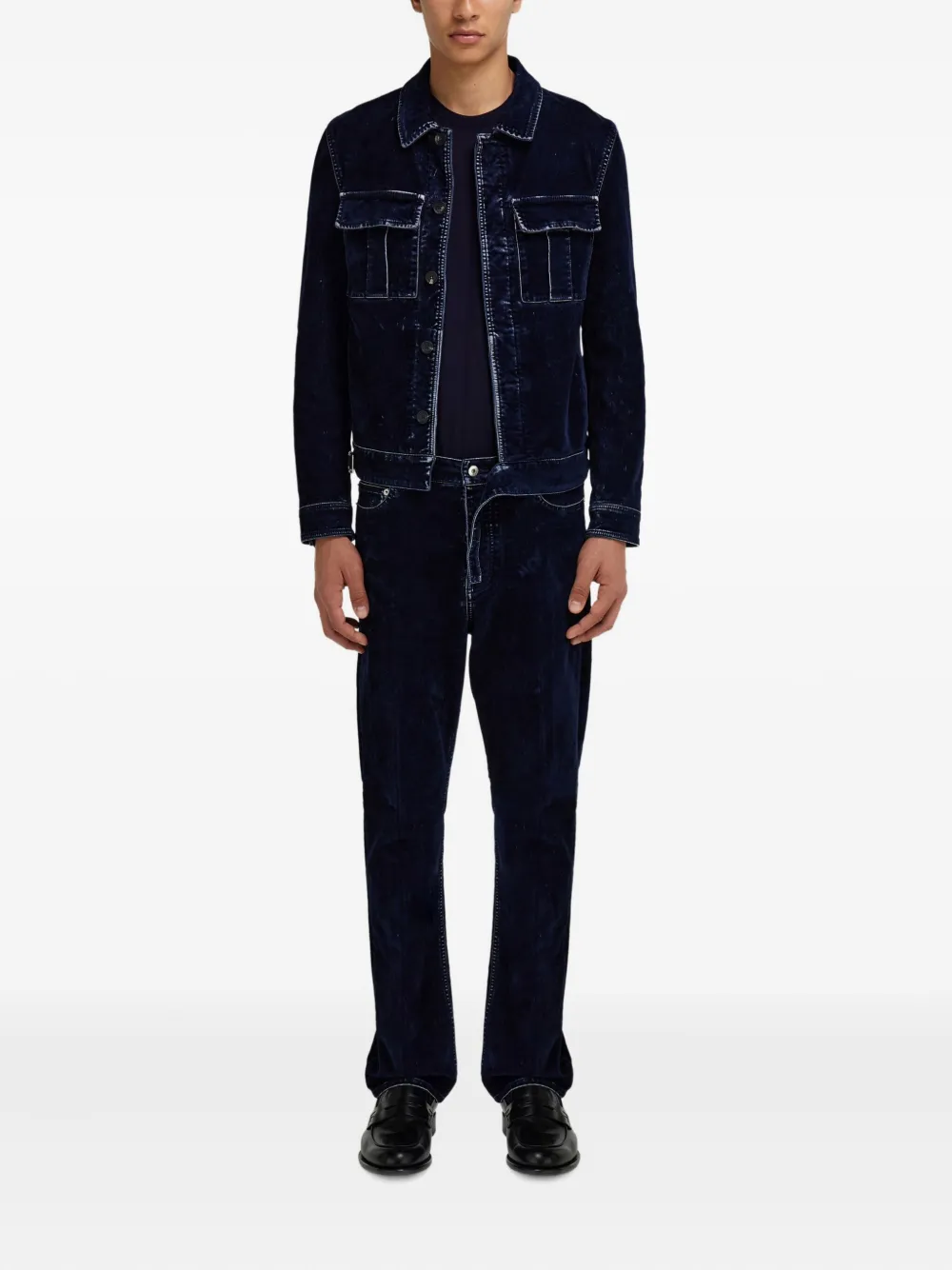 Ferragamo Broek met vijf zakken en logopatch - Blauw