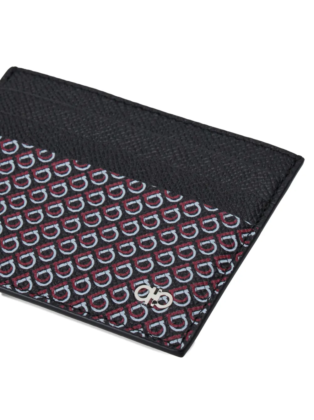 Ferragamo Gancio Print Textured Leather Card Case In Multi