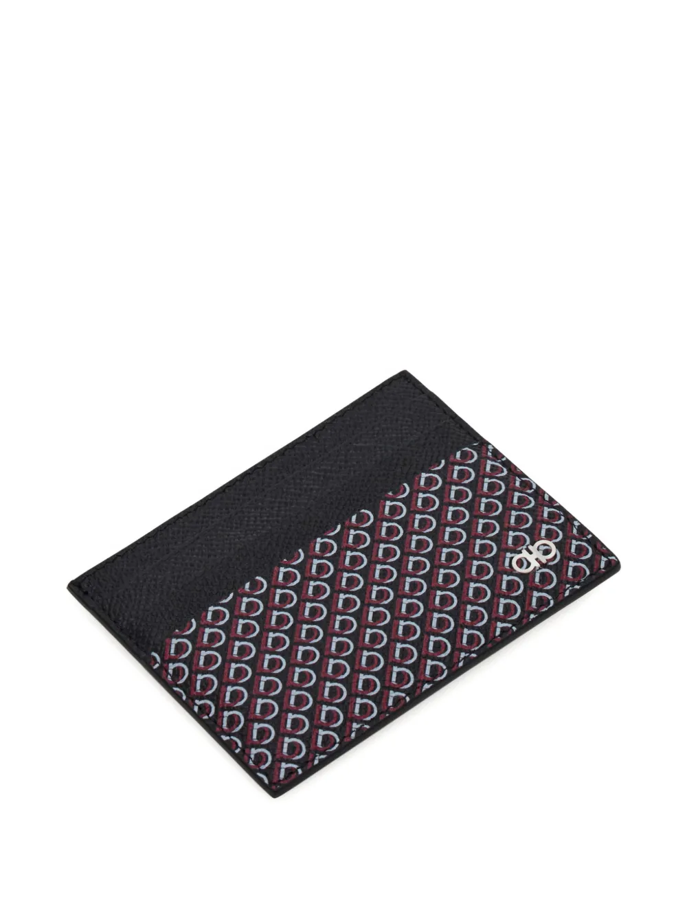 Ferragamo Gancio Print Textured Leather Card Case In Multi
