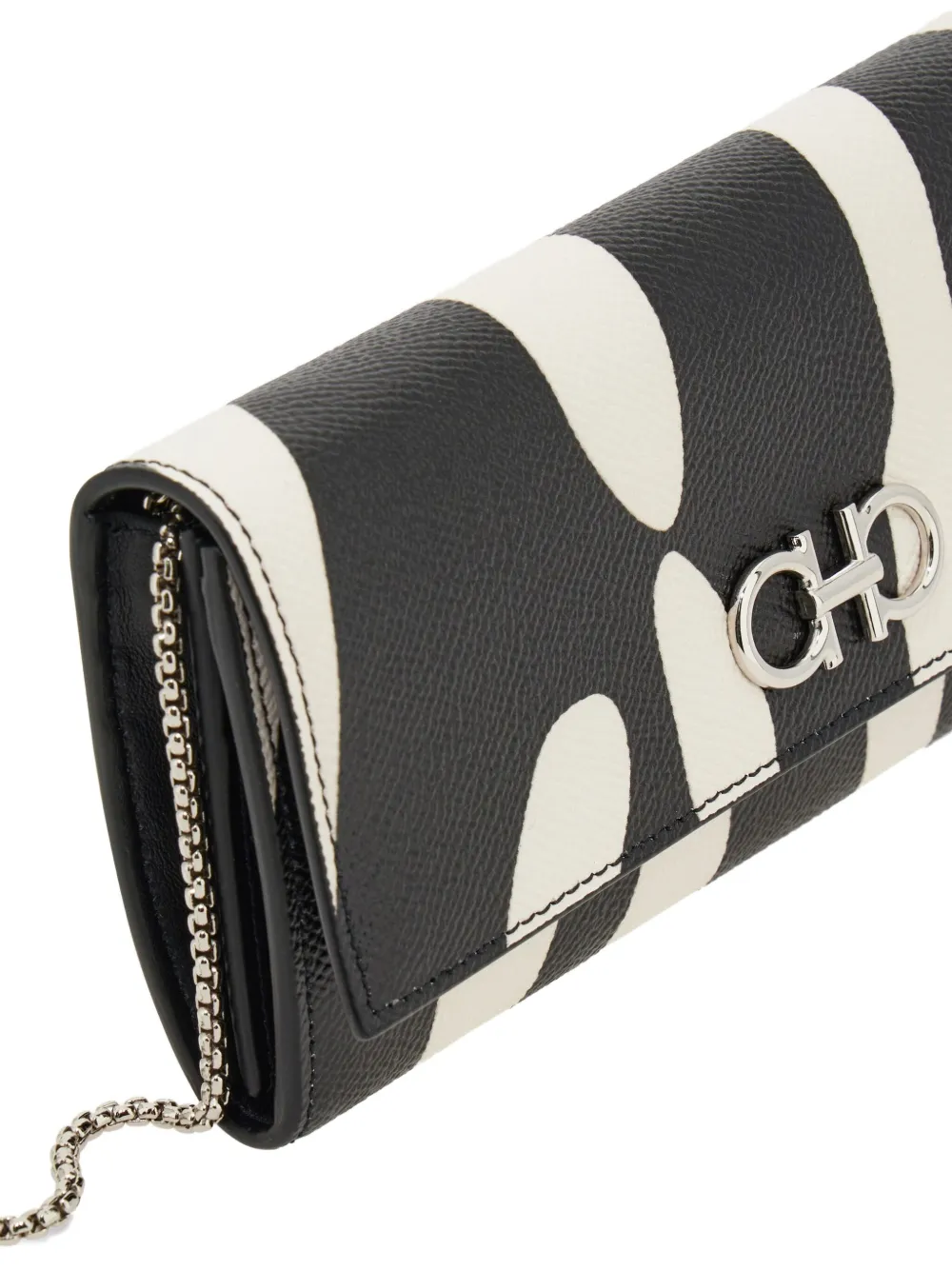 Ferragamo Gancini Buckle Chain Wallet In Black