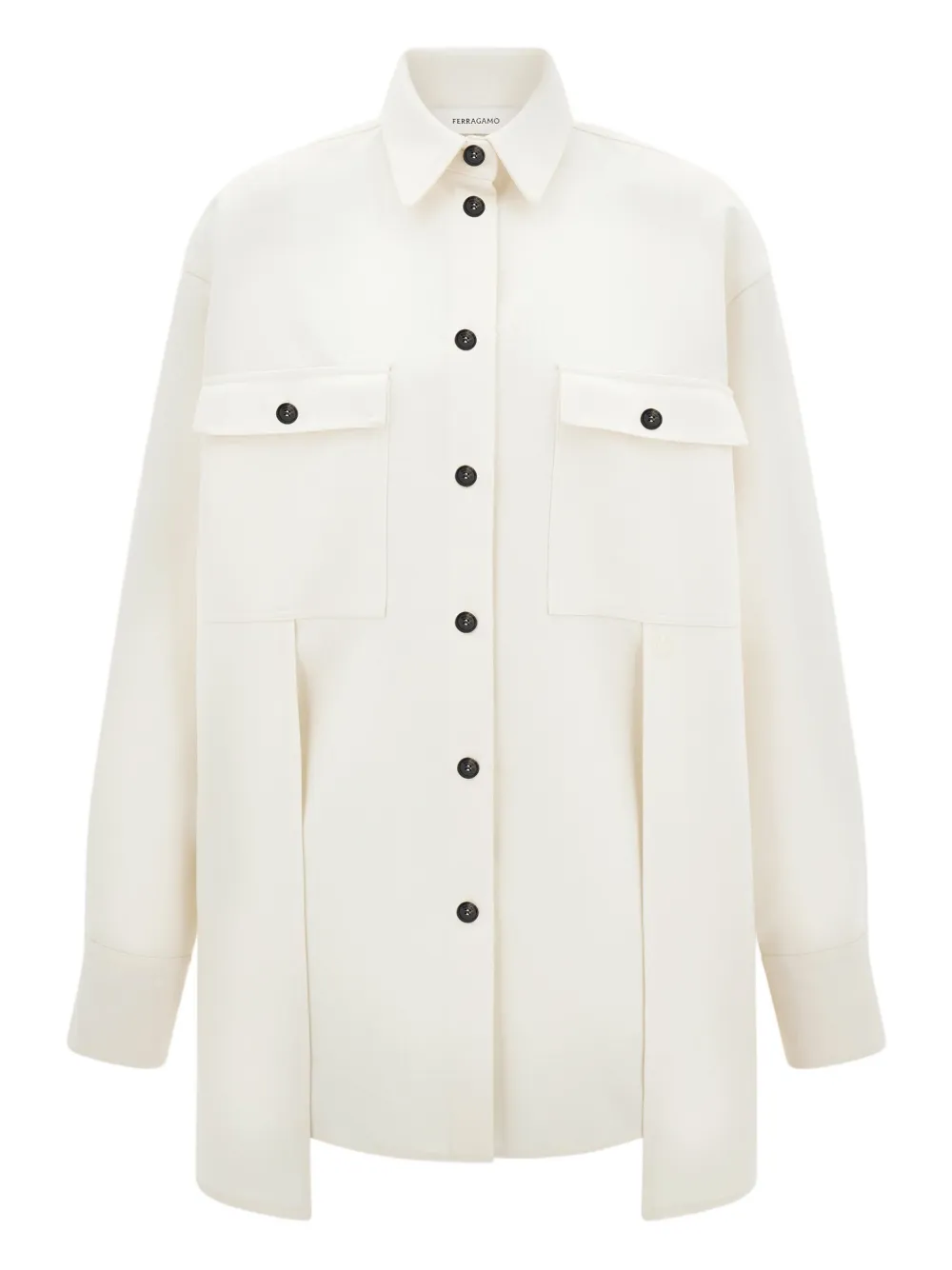 Ferragamo Chest-pocket Button-fastening Shirt In Neutral