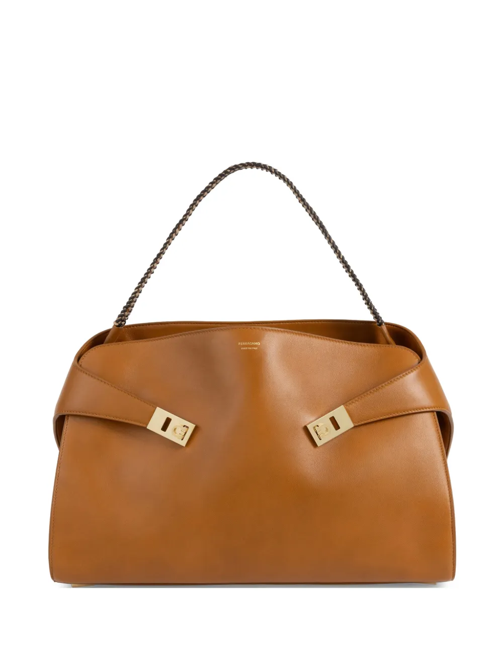 Ferragamo Hug soft bicolor shoulder bag (L) - Brown