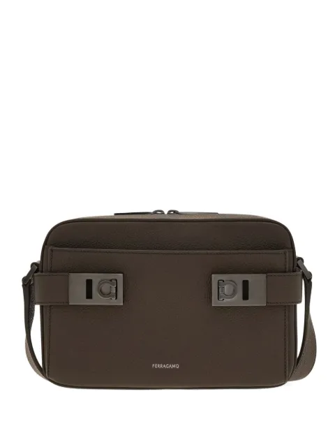 Ferragamo East-West Gancini-buckle leather messenger bag