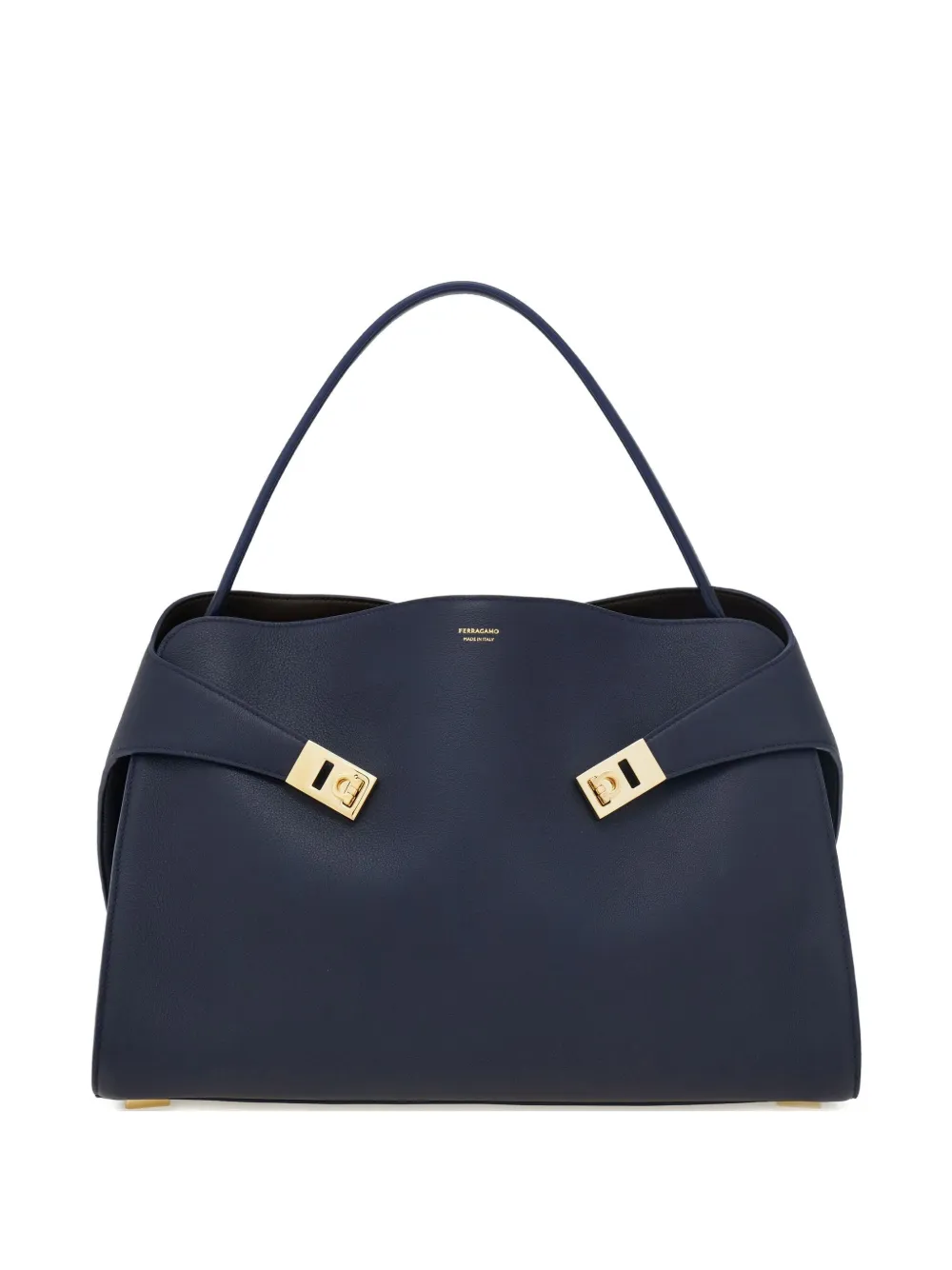 Ferragamo Large Hug Leather Shoulder Bag In Blue