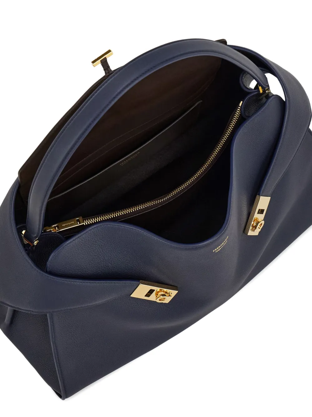 Ferragamo Large Hug Leather Shoulder Bag In Blue