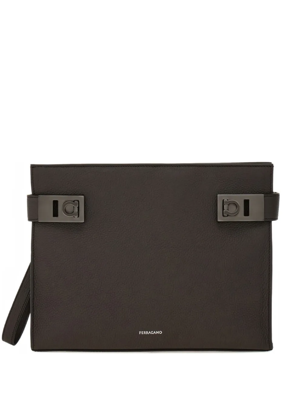 Ferragamo Gancini buckles clutch bag | Brown | Image 1