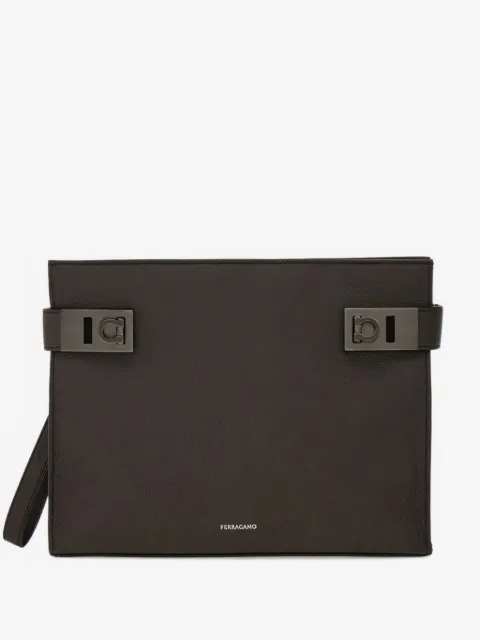 Ferragamo Gancini buckles clutch bag