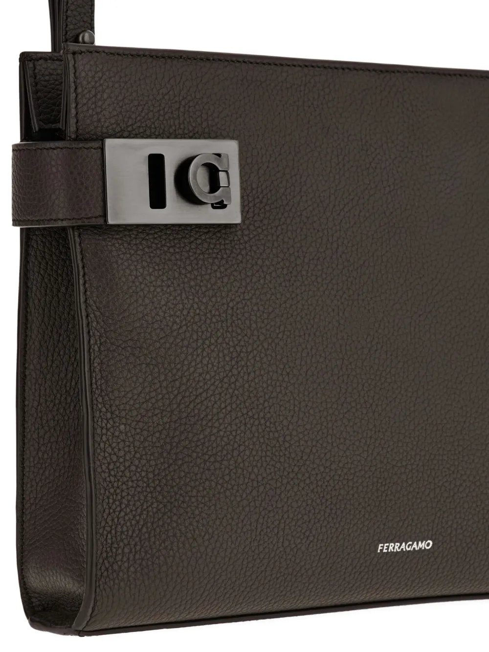 Ferragamo Gancini clutch met gesp Bruin