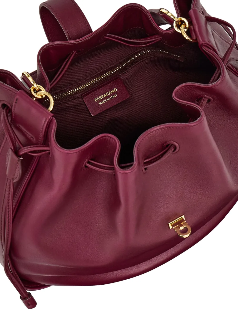 Ferragamo Bucket-tas met trekkoord en Gancini-detail Rood