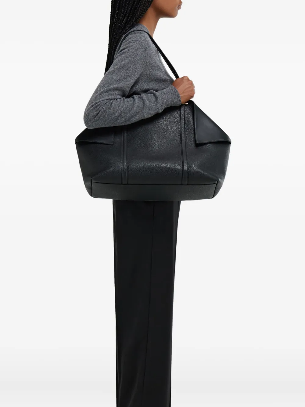 Ferragamo Large Folded-sides Tote Bag In Black